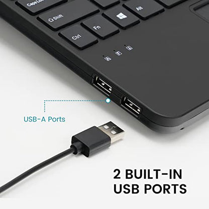 Perixx PERIBOARD-525 US, Wired Mini USB Keyboard with Touchpad - X Type Scissor Keys - 11.18x7.17x1.1 Inches - Build-in 2 USB Hubs - US English - style: Touchpad Keyboard