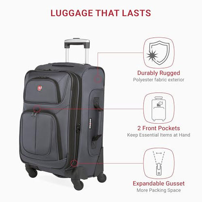 SwissGear Sion Softside Expandable Luggage, Dark Grey, 2-Piece Set (21/29), Sion Softside Expandable Luggage - color: Dark Grey, size: 2-Piece Set (21/29)
