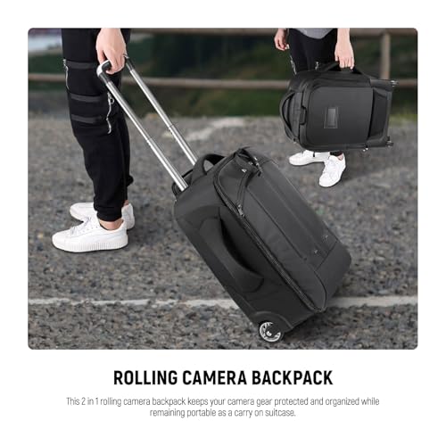 Neewer Convertible Rolling Camera Backpack for SLR/DSLR Cameras and Accessories (NW3300) –Black - style: Nw3300-g