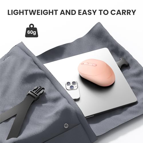TECKNET 3-Device Portable Wireless Bluetooth Mouse for Laptop Pink | Silent Click, Ambidextrous Ergonomic Desigm, Adjustable 4800 DPI, Wide Compatibility for Laptop, PC, iPad, MacBook - color: Pink