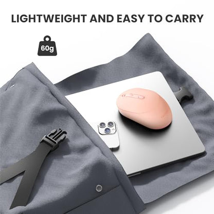 TECKNET 3-Device Portable Wireless Bluetooth Mouse for Laptop Pink | Silent Click, Ambidextrous Ergonomic Desigm, Adjustable 4800 DPI, Wide Compatibility for Laptop, PC, iPad, MacBook - color: Pink