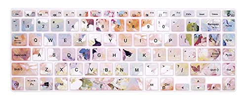 Silicone Keyboard Cover for ASUS VivoBook S14 S433 S435 M433 M413 X413 K413,VivoBook Flip 14,ZenBook 14 UX435 Q407IQ,14" E410 L410 ZenBook 14 UX435EG Q407IQ,Pink Water Color Flowers - color: Pink Water Color Flowers