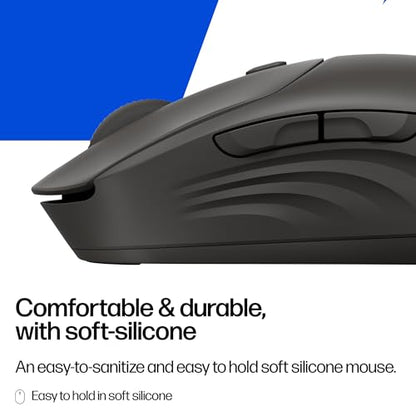 HP 400 Quiet Wireless Mouse, Dual Bluetooth & 2.4GHz, Soft Silicone, Quiet Clicks, Microsoft Wheel, 24-Month Battery, 6000 DPI, Ambidextrous, Eco-Friendly Design, Multi-OS, Black - color: Black