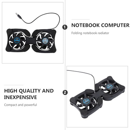 Kisangel Portable Laptop Cooling Pad and Notebook Cooler for Travel, Foldable Lightweight Design with Dual Fans, Efficient Heat Dissipation for Compact Dark Laptops