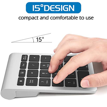 Foloda Number Pad for Laptop, Wireless Bluetooth Number Numeric Keypad Numpad, 10 Keys Numberpad Keyboard Computer Accessories for Laptop PC Notebook (NO Receiver) - color: SilverBlack