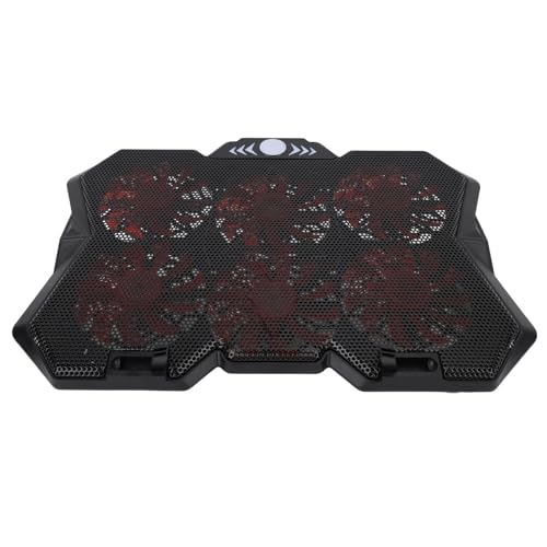 SUNGOOYUE Laptop Cooling Pad, 6 Height RGB Silent 6 Fan Metal Mesh Gaming Notebook Cooler with Folding Baffle, for Under 19in Laptops
