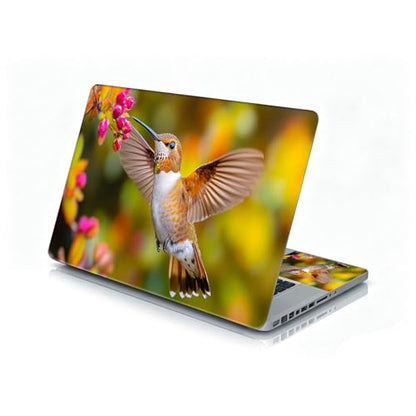 Universal Laptop Skin Sticker Decal, 12"-15.6" Aesthetic Vinyl Wrap, Hummingbird Pink Flowers Waterproof Notebook Cover Art Protector for MacBook HP Dell Lenovo, Fits 13" 14" 15" 15.6" - color: Hummingbird Feeding Pink Flowers