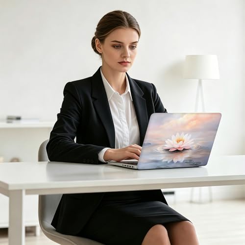 Universal Laptop Skin Decal, 3-Piece Vinyl Protector for 12 13 14 15.6" Notebook, Waterproof Anti-Scratch, Easy Trim & Bubble-Free Finish, Elegant Lotus Flower - color: Elegant Lotus Flower