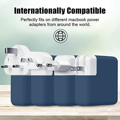 Soft Silicone 140W Charger Protector Case Sleeve for 2026 MacBook Pro 16 inch A3428 A3429 A3186 A3403 A2991 A2780 A2485 M5 M4 M3 M2 M1 Chip 2024-2021, 140W Power Adapter Cover, Navy Blue - color: Navy Blue
