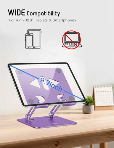 Aoviho Tablet Stand for Desk,Adjustable Tablet Holder,Purple | Stable Aluminum Design, Fits iPad Pro/Air/Mini & Samsung Tablets, Adjustable Viewing, Ideal for Office & Home - color: Purple
