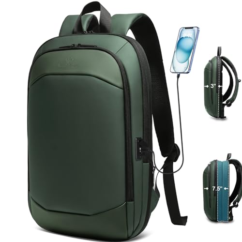 hk Business Backpack for Men, Slim & Expandable Backpack for 17 Inch Laptop | Waterproof Travel College Backpacks with USB Charger, Anti-Theft Lightweight Large Work Computer Bag for Men Women-Green - color: Green, size: 17 Inch