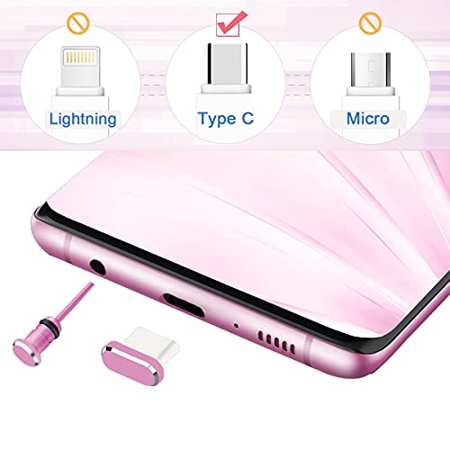 USB C Dust Plugs Charging Port Cover Caps, 2 PCS (Pink) | Cable Protectors Included, Compatible with iPhone 17 16 15 Pro Max - color: Pink