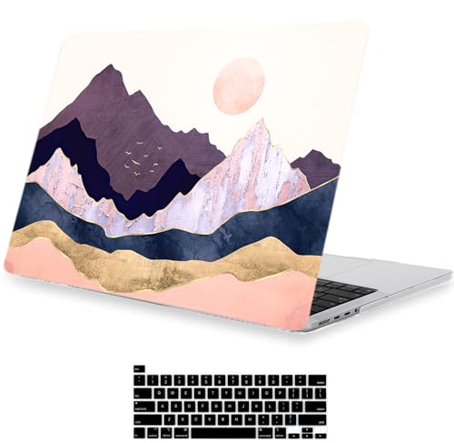 LanBaiLan Compatible with MacBook Pro 14 inch Case 2026 2025 2024 2023 2022 2021 M5 M4 M3 M2 M1 A3434 A3112 A3185 A3401 A2918 A2992 A2779 A2442, Protective Case & Keyboard Cover, Mountains - color: Mountains