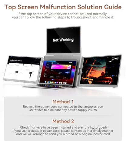 14" Laptop Screen Extender, Quad Monitor for 12"-17.3" Wins/Mac | Need Driver One Cable to Triple Display. Boosts productivity. 360° flip.Compatible with Wins 10/11 & Mac M1/M2/M3/M4/M5