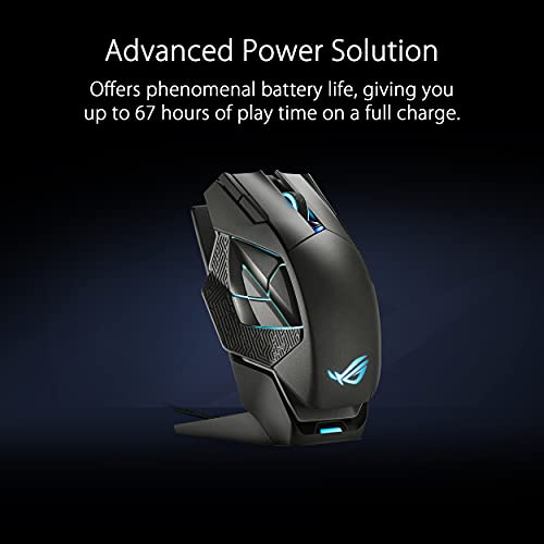ASUS ROG Spatha X Wireless Gaming Mouse – MMO/MOBA Design, 12 Programmable Buttons, Right-Handed, 168g, Dual-Mode (Wired/2.4GHz), 19K DPI, up to 67Hr Battery, Magnetic Charging Dock, PC/Mac Support - style: Spatha X