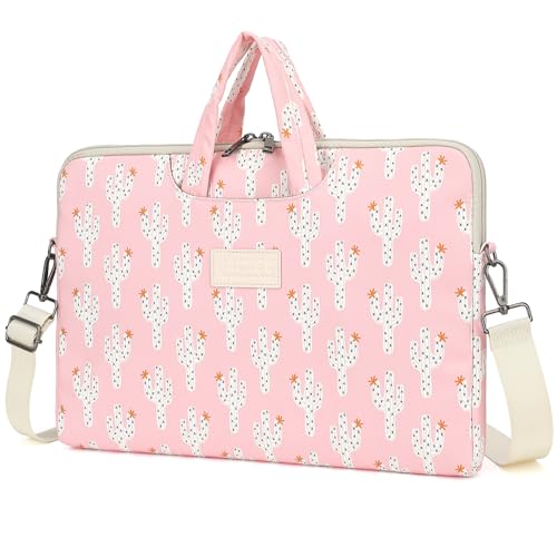 DACHEE Laptop Shoulder Bag for 15 Inch/15.6 Inch Macbook Pro - color: Pink Cactus(07)