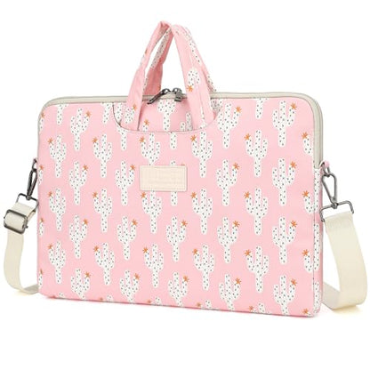 DACHEE Laptop Shoulder Bag for 15 Inch/15.6 Inch Macbook Pro - color: Pink Cactus(07)