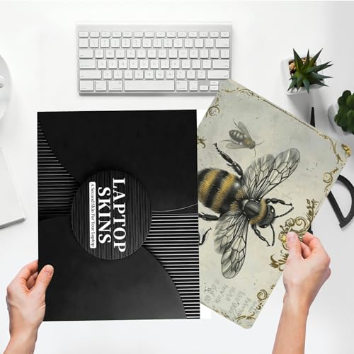 Universal Laptop Skin Sticker with 2 Wrist Pad Skins, Waterproof Scratch Resistant Vinyl Laptop Cover Decal, Cut to Fit for 11–15.6 Inch MacBook HP Dell Lenovo, Bee - color: Bee