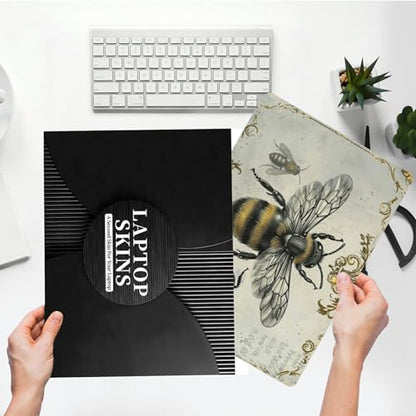 Universal Laptop Skin Sticker with 2 Wrist Pad Skins, Waterproof Scratch Resistant Vinyl Laptop Cover Decal, Cut to Fit for 11–15.6 Inch MacBook HP Dell Lenovo, Bee - color: Bee