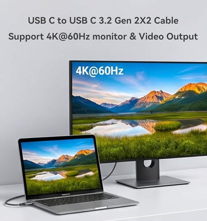6FT USB C to USB C 3.2 Gen 2 X 2 Video Cable for Monitor, 240 Watt Fast Charging Cable, 20Gbps High Speed Data Transfer Cable, 4k@60Hz Full Function Display Cable for iPhone 17, Laptop, SSD, Hub, eGPU - color: 6FT