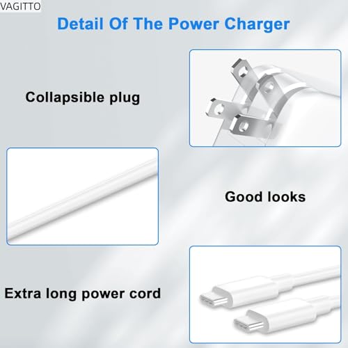 100W 96W USB C Fast Charger Compatible with MacBook Pro/Air 16 15 14 13, M4 M3 M2 M1, iPad Pro/Air and All Type C Device, Mac Book Pro Charger Included Cable