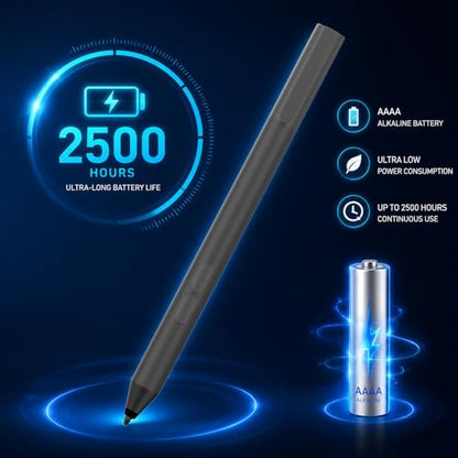 Pen for Surface Pro 11/10/9/8/X, Surface Laptop/Book/Go/Studio, Kobo | Palm Rejection, 1024 Pressure, 2500H Battery Life Active Stylus Pencil for Student Note-Taking & Artist Business Drawing - color: Dark Black