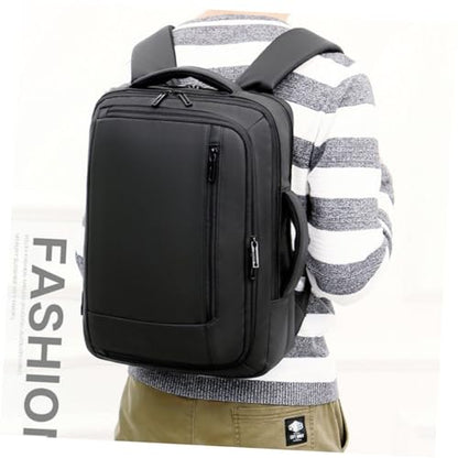 KALLORY Large Capacity USB Charging Business Laptop Backpack for Men, Black Waterproof Notebook Bookbag Suitable for Travel and Work