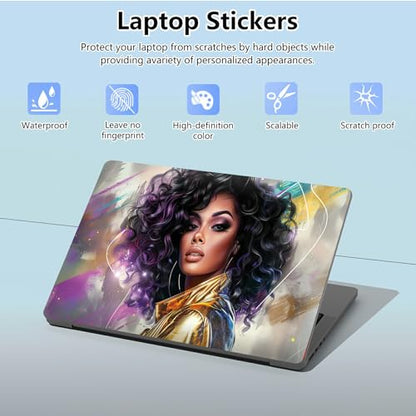 Universal Laptop Skin Sticker with 2 Wrist Pad Skins, Waterproof Scratch Resistant Vinyl Laptop Cover Decal, Cut to Fit for 11–15.6 Inch MacBook HP Dell Lenovo, Beauty Woman - color: Beauty Woman
