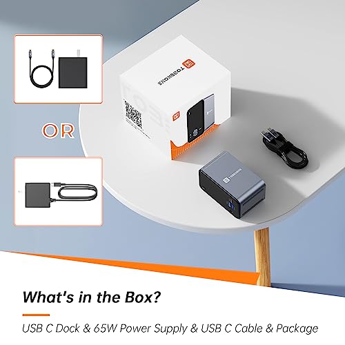 TobenONE USB C Laptop Docking Station Dual Monitor Plug and Play 7 USB Port | 2 HDMI+VGA, SD/microSD, Ethernet ,Audio, 65W Power Adapter,Dell/Lenovo/HP, for Home Office, Multi-Tasking Workflows