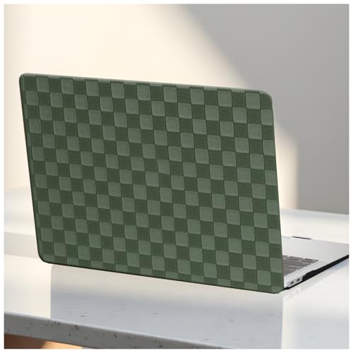 for MacBook Neo Case 13-Inch,Checkerd Print,Leather Textured | Logo Cutout，Keyboard Skin, Anti-Fingerprint, Anti-Scratch, Slim, Lightweight, Green - color: Checkerboard Green