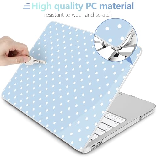 MEEgoodo 4-in-1 Printed Case for MacBook Neo 13 inch 2026 Release Model A3404,Laptop Hard Shell Cases with Keyboard Skin & Screen Protector & Webcam Covers,Blue & White Polka Dots - color: Blue & White Polka Dots