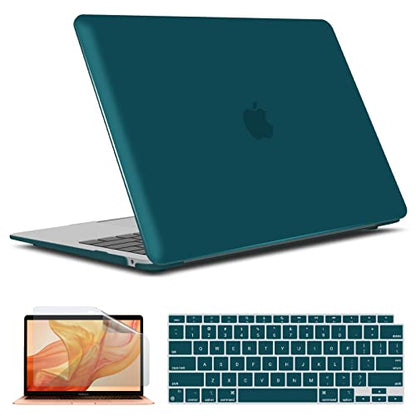 IBENZER Compatible with New MacBook Air 13 inch case 2022 2021 2020 M1 A2337 A2179 A1932, Hard Shell Case&Keyboard Cover&Screen Film for Mac Air 13 with Touch ID (2018-2022), Quezhal Green, AT13QUGN+2 - color: Quezhal Green