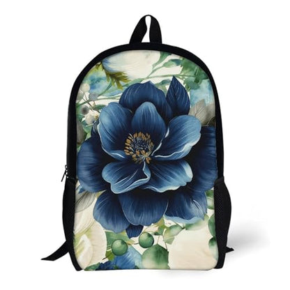 17 In Laptop Backpack Water Resistant Travel Daypack Black | Leaves Botanicals, Breathable Airflow Back Panel, Adjustable Ergonomic Shoulder Straps, Foam-Padded Top Carry Handle