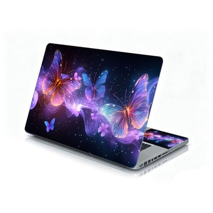 Universal Laptop Skin Sticker Decal, 12"-15.6" Aesthetic Vinyl Wrap, Neon Purple Butterflies Waterproof Notebook Cover Art Protector for MacBook HP Dell Lenovo, Fits 13" 14" 15" 15.6" - color: Neon Purple Butterflies