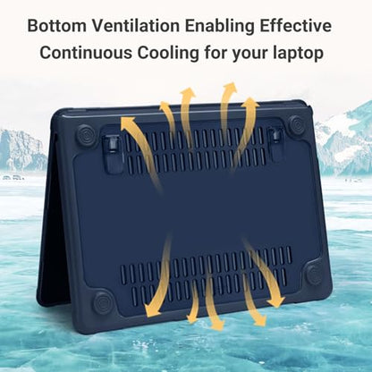 MOSISO Compatible with MacBook Air 13 inch Case M5 M4 M3 M2, Midnight | 4 in 1 Kit Anti-Crack Hard Shell with Kickstand for MacBook Air 13.6 inch Case 2026-2022 A3449 A3240 A3113 A2681 - color: Midnight