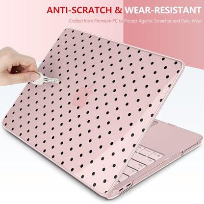 for MacBook Neo 13 Inch Case 2026 (Model A3404, A18 Pro chip), Stylish Pattern Protective Hard Shell with Screen Protector, Keyboard Cover & USB-C Adapter - Blush Polka Dots - color: Blush Polka Dots