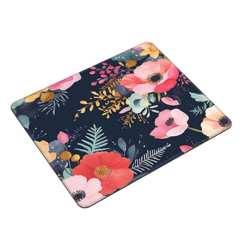 Pink Flower and Succulents Gaming Computer Keyboard Cute Mouse Pad with Anti-fray Stitching, Premium-Textured Alfombrilla para Mouse with Non-Slip Rubber Base, 10 x 12 inch - color: Pink Flower and Succulents