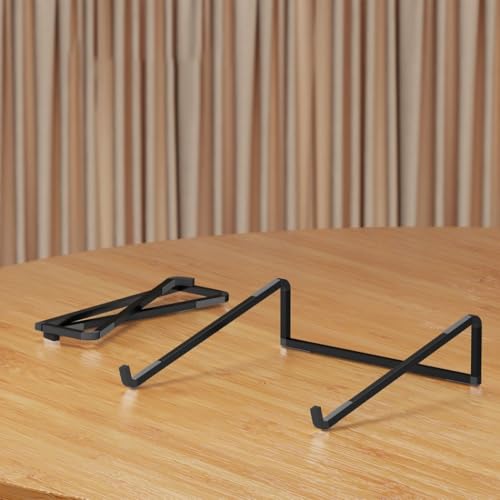 1Pc Portable Black Laptop Stand for Desk Foldable Aluminum Laptop Riser Ergonomic Notebook Computer Stand - color: Black