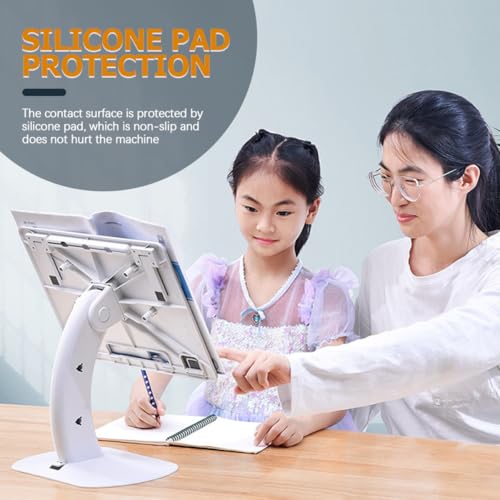 Cabilock Ergonomic Laptop Holder and Riser Stand with Anti-Slip Base, Portable Foldable White Laptop Support for Desk Reading and Study