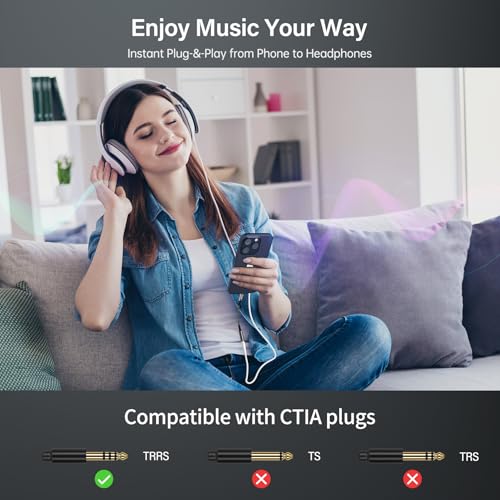 Xumee USB C to 3.5mm Headphone Jack Adapter, USB C to Aux Audio Dongle Cable Cord Compatible with iPhone 17/16/15 Series, Samsung Galaxy S25/S24/S23 Ultra, Pixel 9/8 (1-Pack)