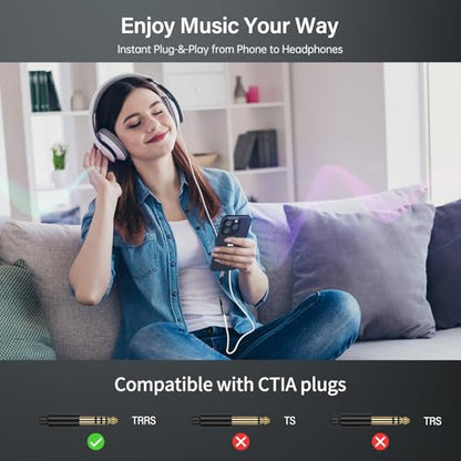 Xumee USB C to 3.5mm Headphone Jack Adapter, USB C to Aux Audio Dongle Cable Cord Compatible with iPhone 17/16/15 Series, Samsung Galaxy S25/S24/S23 Ultra, Pixel 9/8 (1-Pack)