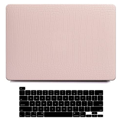 Funut for Crocodile MacBook Air 15 Inch Case M5 M4 M3 M2 2026 2025-2023 A3448 A3241 A3114 A2941, Elegant Luxury Crocodile Leather Plastic Hard Shell Case & Keyboard Cover, Pink - color: 01Pink