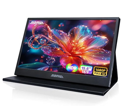 15.6" Portable Monitor, 1080P FHD IPS USB-C/HDMI Display, Ultra-Slim Second Screen for Laptop/Phone/PS5/Xbox, Plug & Play Travel Monitor