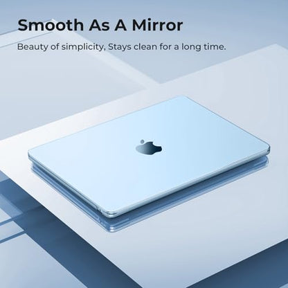 EooCoo Case for MacBook Air 15 inch M5 M4 M3 M2 2026-2023, Crystal Sky Blue | Easy to Install, Sturdy, Plastic Hard Shell Case & Keyboard Cover & Screen Protector, Model: A3448 A3241 A3114 A2941 - color: Crystal Sky Blue