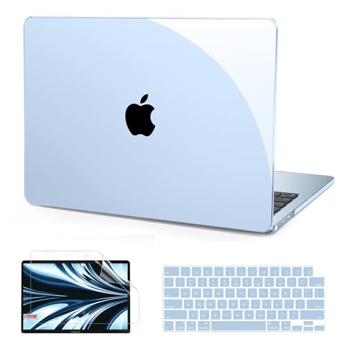 B BELK Compatible with MacBook Air 13 inch Case 2026 2025-2022 M5 M4 M3 M2 | A3449 A3240 A3113 A2681, Plastic Hard Shell for MacBook Air 13.6 inch Case&Keyboard Cover&Screen Protector, Crystal Sky Blue - color: Crystal Sky Blue