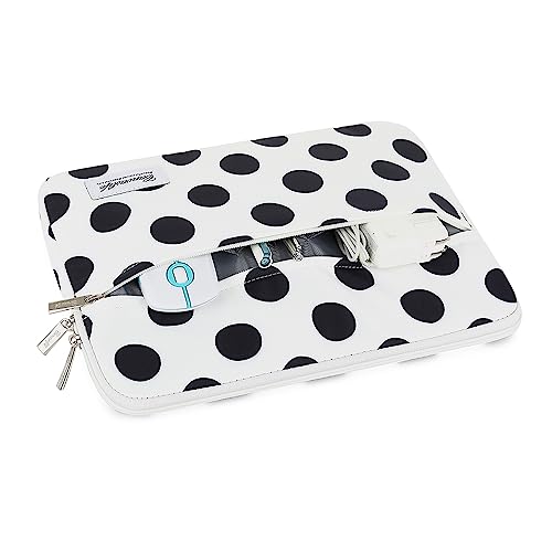 Canvaslife Waterproof Laptop Sleeve 14 Inch Laptop Case Bag with Front Pocket, Black Dot Pattern - color: New Black Dot, size: 14 inch / 14.0 inch