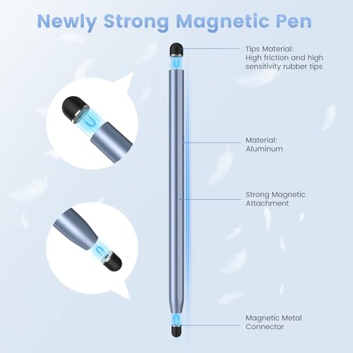Stylus Pen for Touchscreen, 2-in-1 Magnetic Universal Stylists | High Sensitivity & Precision, Metal Barrel,Compatible with iPad,iPhone,Android Microsoft Surface Nintendo Switch Touchscreen - color: Silver/Blue