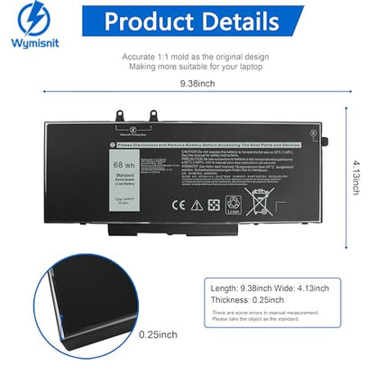 68Wh 3HWPP Laptop Battery Replacement for Dell Latitude 5510 5410 5501 5401 5511 5411 Precision 3541 3551 Inspiron 7706 2n1 Inspiron 17 7500 7506 2-in-1 Black Edition 03HWPP 10X1J N2NLL 1VY7F 451-BCMN - size: 3HWPP