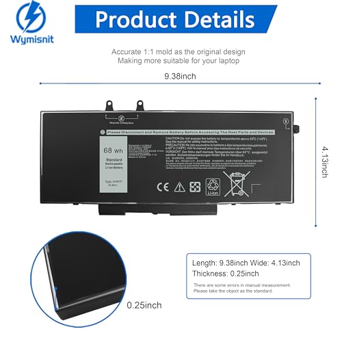 68Wh 3HWPP Laptop Battery Replacement for Dell Latitude 5510 5410 5501 5401 5511 5411 Precision 3541 3551 Inspiron 7706 2n1 Inspiron 17 7500 7506 2-in-1 Black Edition 03HWPP 10X1J N2NLL 1VY7F 451-BCMN - size: 3HWPP