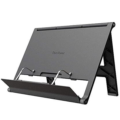 Readaeer Portable Book Stand Free Angle Adjustable Book Holder for Thick Textbook Collapsible Lightweight Book Rest (Black) - color: Black